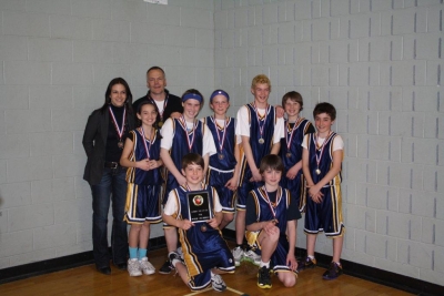 ST. JOHN SCHOOL 5/6 COED  BASKETBALL TEAM BOARD AND CITY CHAMPS!